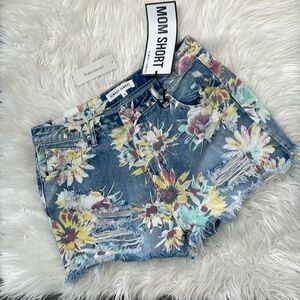 NWT Almost Famous Distressed Ripped Butterfly Floral Print Jean Shorts size 9